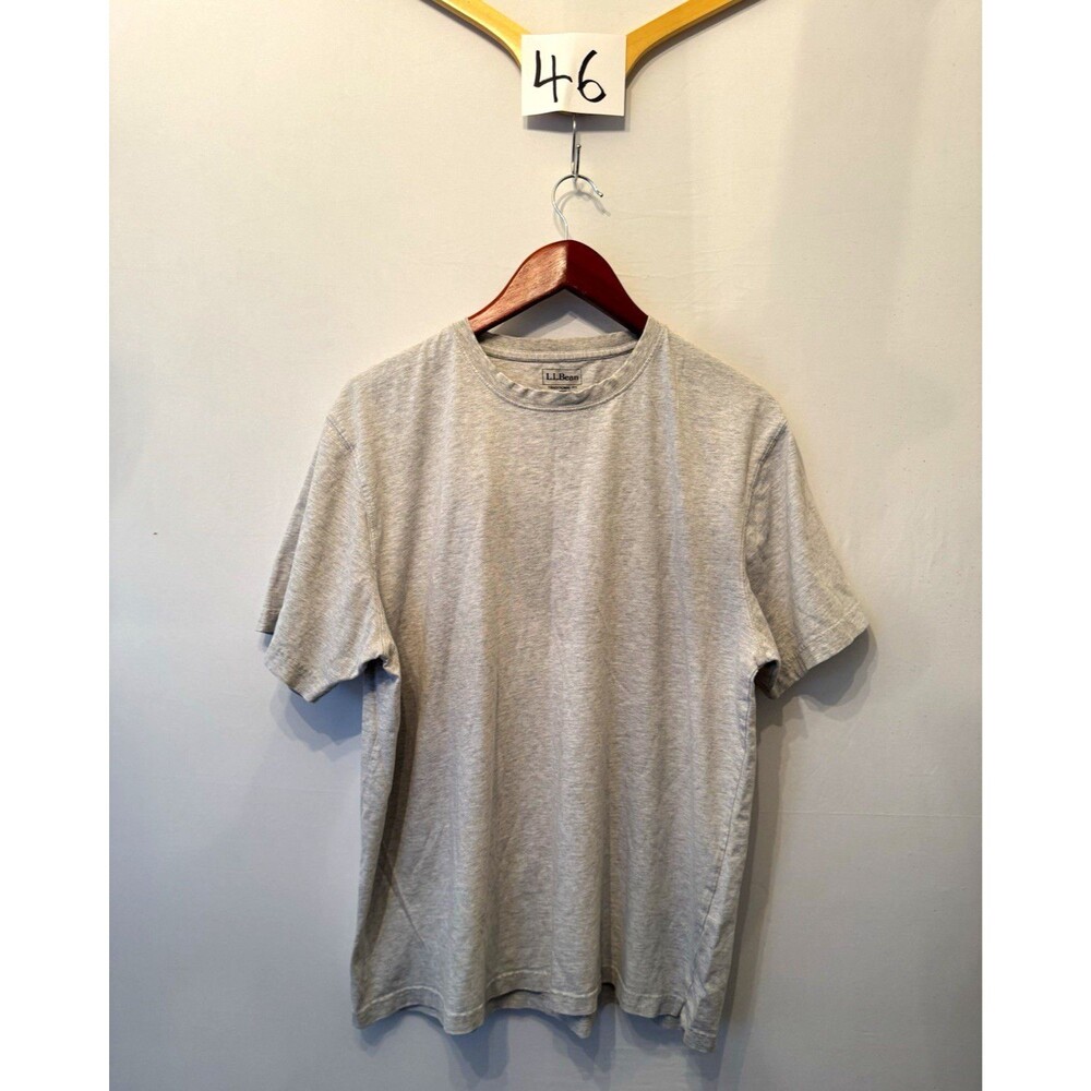 L.L.Bean Traditional Fit Knit Cotton Solid Gray Crew Neck Short Sleeve Tee L